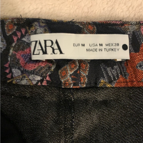 Zara geometric fun print pants straight leg cropped jeans size M - Picture 3 of 10